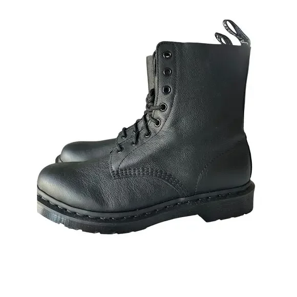 Dr. Martens 1460 Pascal Mono Black Leather Combat Boots Size 11 - Picture 4 of 7